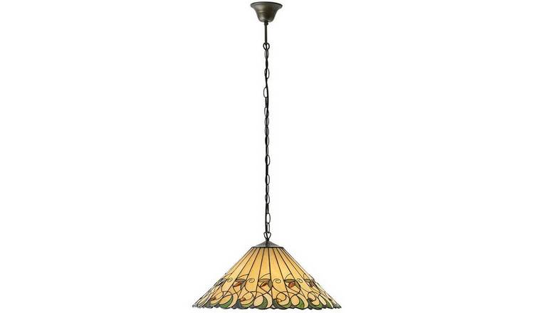 Loops Direct Glass and Steel Hanging Ceiling Pendant Light - Bronze and Amber