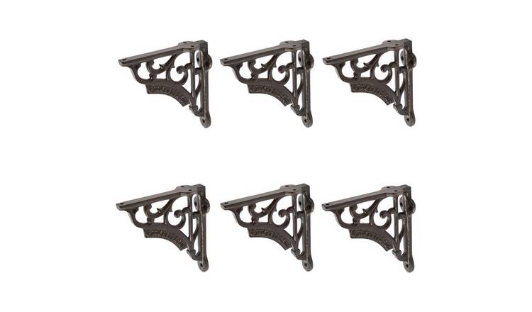 Hammer & Tongs Ornate Iron Shelves Bracket - Black - Set of 6