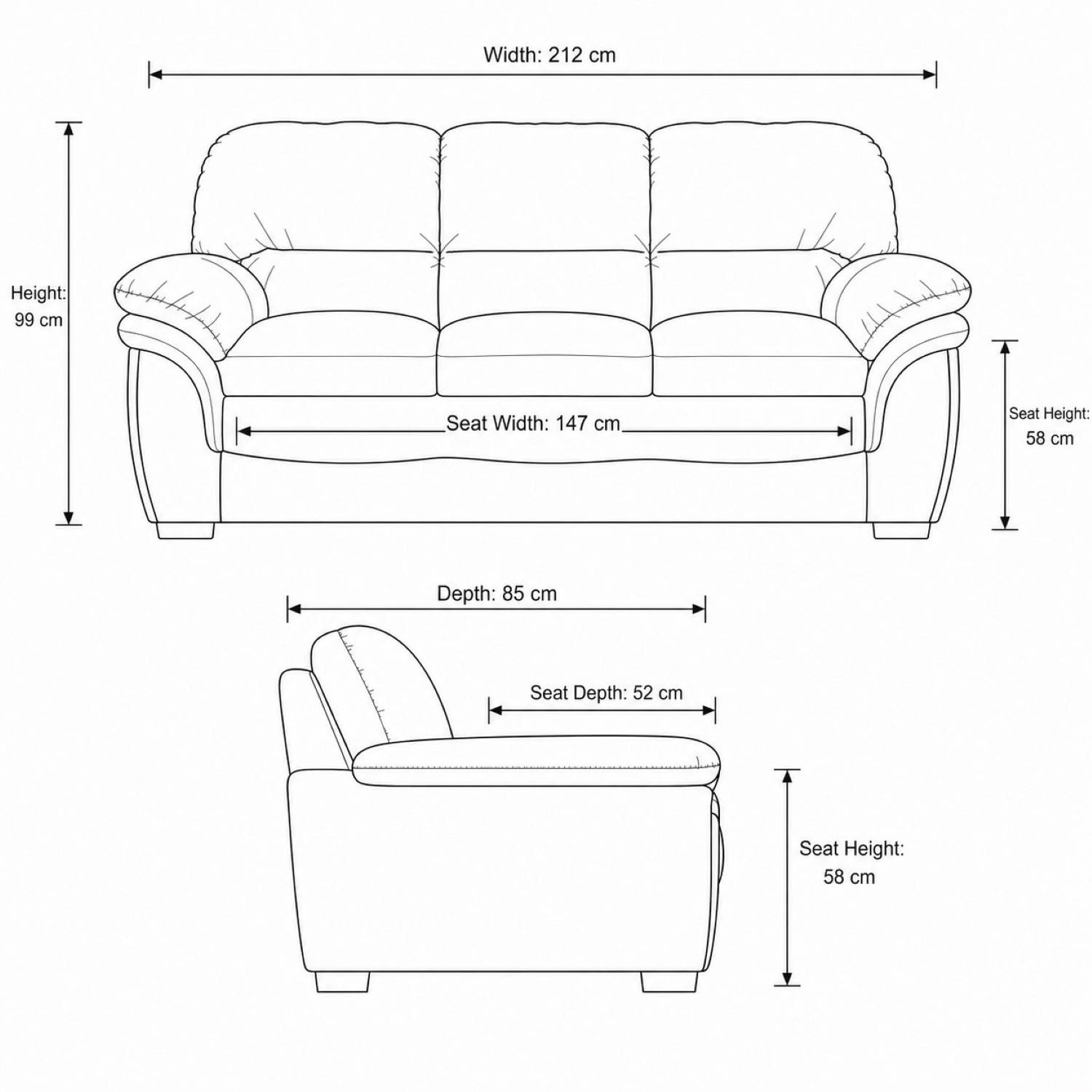 Artemis Home Leverton 3 Seat Sofa - Black - Image 3