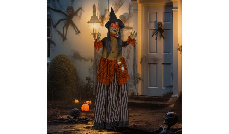 HOMCOM 6ft Animated Halloween Standing Fat-Faced Witch Decoration