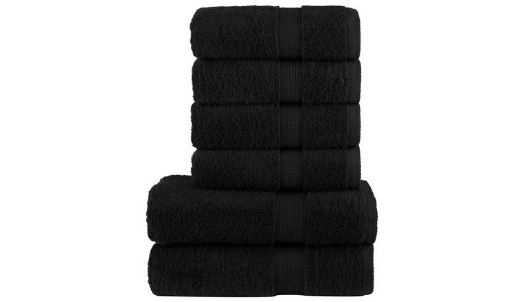 Walplus Pack of 6 Cotton Towel Set - Black