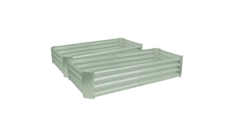 Harbour Housewares Rectangle Raised Garden Beds 180cm x 90cm - Green - Pack of 2