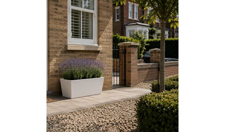 Fargro Home and Garden 68L Polystone Wide Trough Planter - Stone White