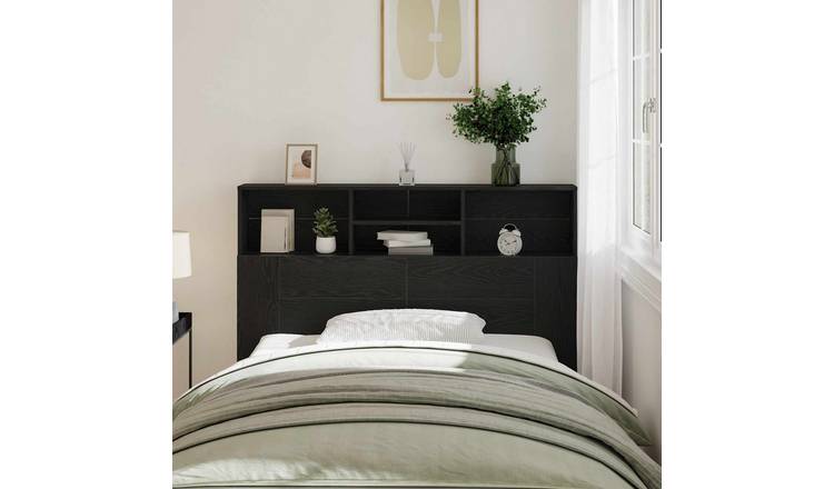 Walplus Engineered Wood Headboard Cabinet - Black Ash - 140 x 19 x 103.5 cm