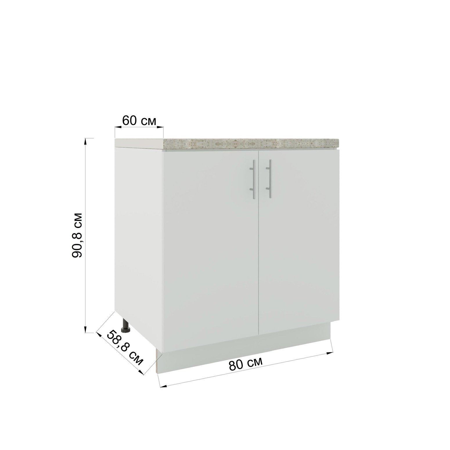 JD Greta 800mm Adjustable Sink Cabinet 2 Doors & Worktop - Sage Green Matt - Image 8