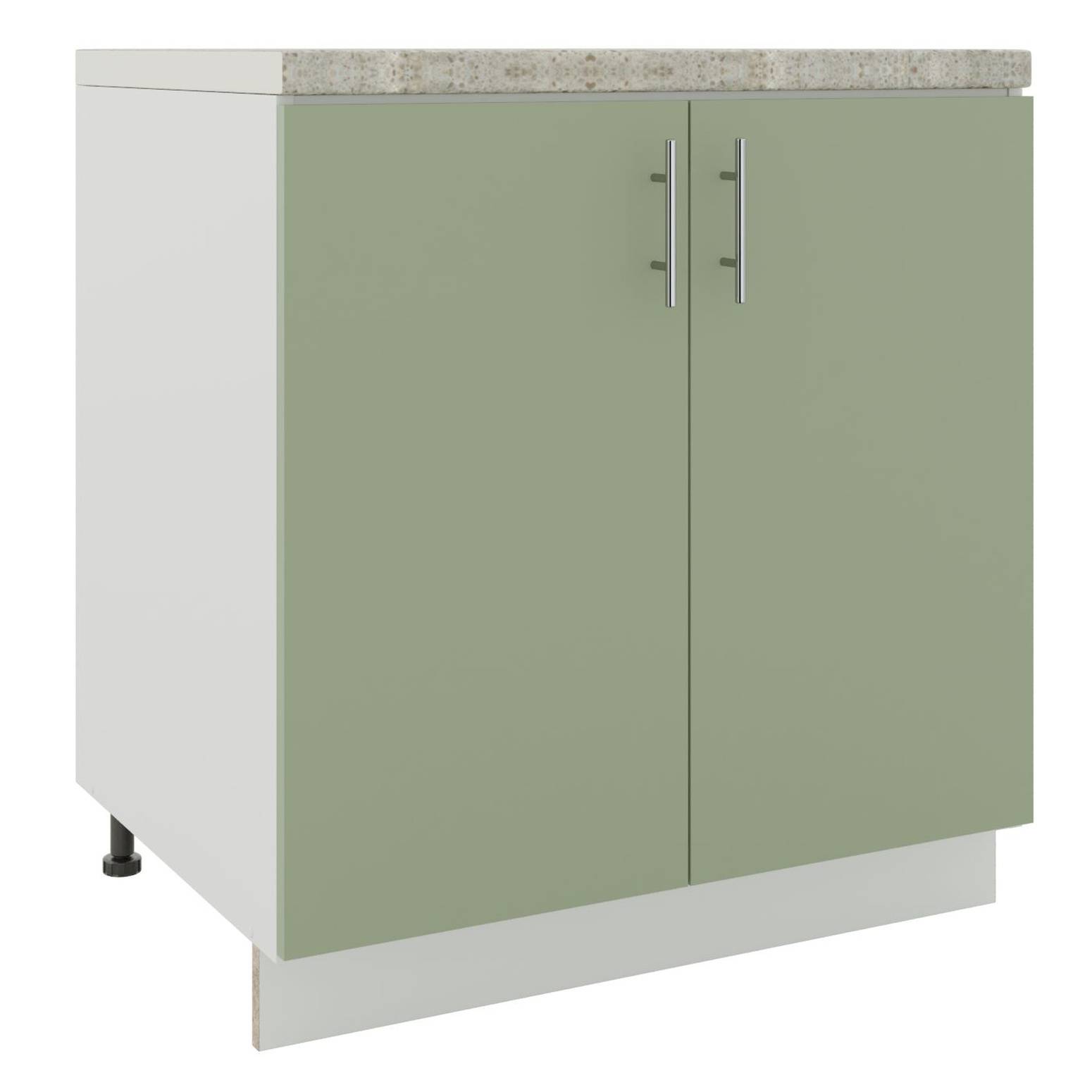 JD Greta 800mm Adjustable Sink Cabinet 2 Doors & Worktop - Sage Green Matt - Image 1