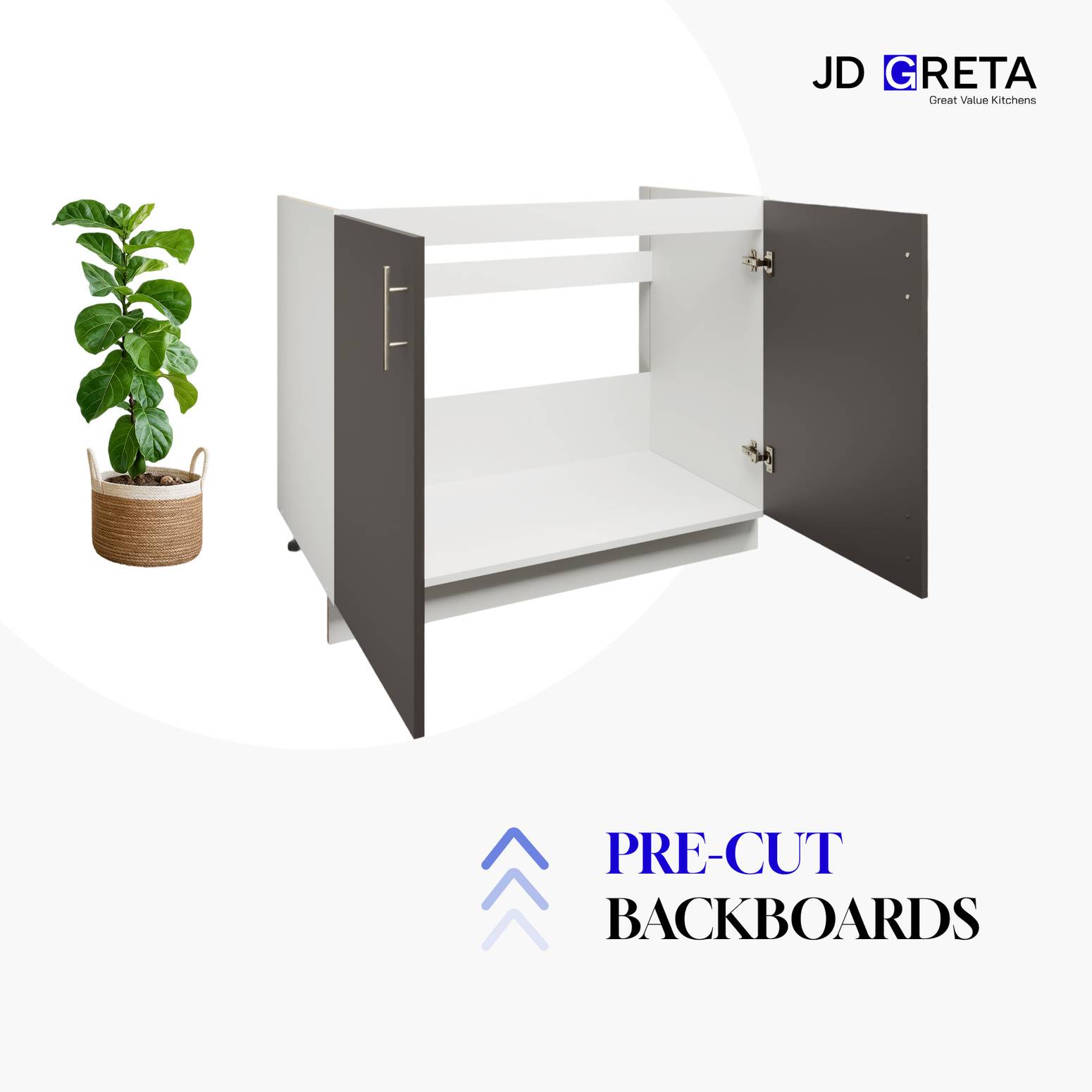 JD Greta 800mm Adjustable Sink Cabinet 2 Doors & Worktop - Sage Green Matt - Image 7