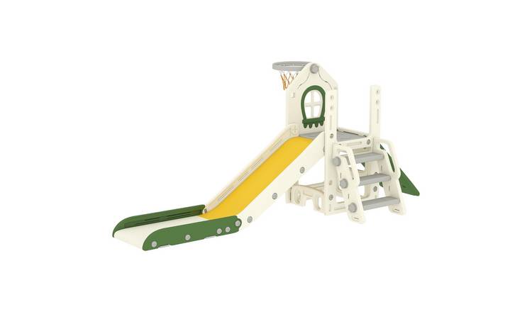 AIYAPLAY 5 in 1 Age 1 to 3 Years Foldable HDPE Toddler Slide – Cream White