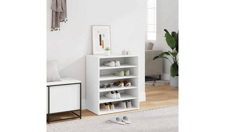 Walplus Engineered Wood Shoe Rack - White - 60 x 35 x 70 cm