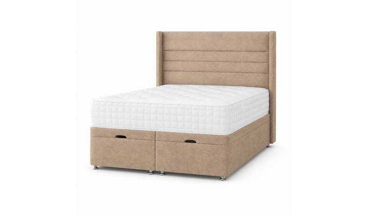 Comfy Deluxe Alpha  4ft6 Double  Ottoman End Lift  Bed Set - Naples Beige