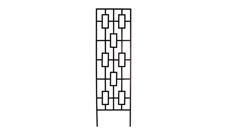Primrose Staggered Rectangle Design Contemporary Trellis in Black - 198cm