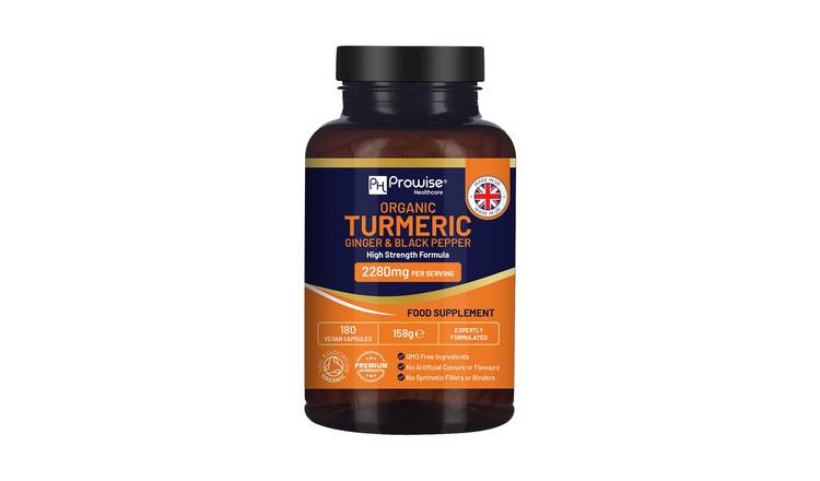 Prowise Vegan 2280mg Organic Turmeric with Black Pepper & Ginger - 180 Capsules