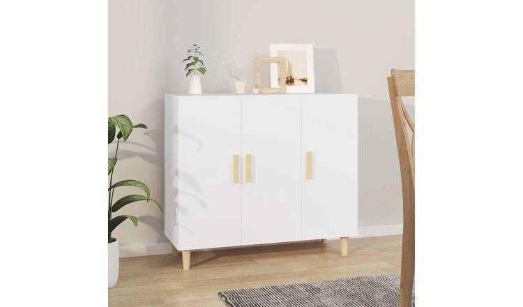 Walplus Engineered Wood 3 Doors Sideboard - White - 90 x 34 x 80 cm
