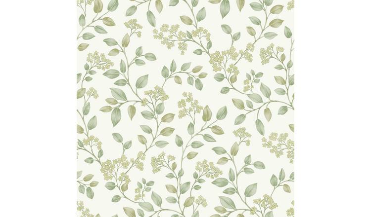 Grandeco Jasmine Leaf Trail Textured Wallpaper - Sage Green
