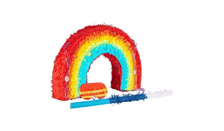 Fax Potato 3 Piece Rainbow Pinata Set with Stick & Blindfold