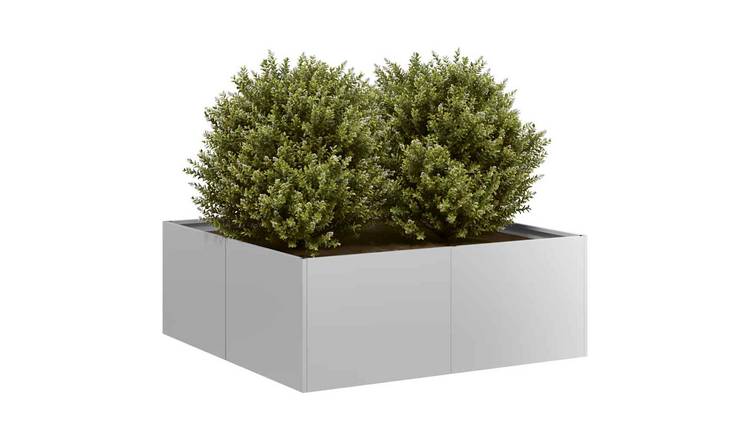 Walplus Galvanised Steel Garden Planter - 80 x 80 x 30 cm