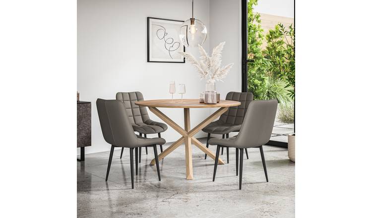 Furniture Online Malvern Nova Oak Table Dining Table & 4 Grey Chairs