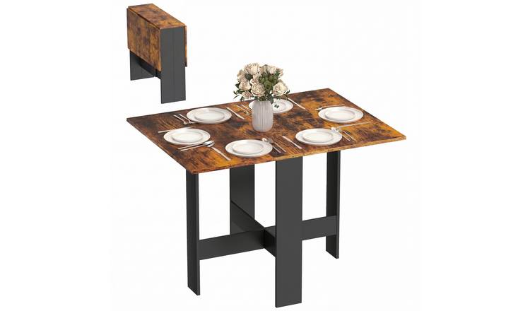 HOMCOM 4-6 Seater Folding Drop Leaf Dining Table - Rustic Brown