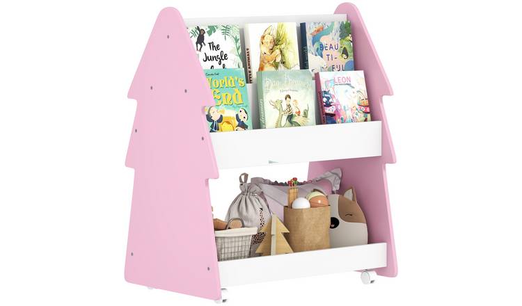 AIYAPLAY 3 Tier Wooden Double Sided Storage Bookcase Kids Bookcase - Pink