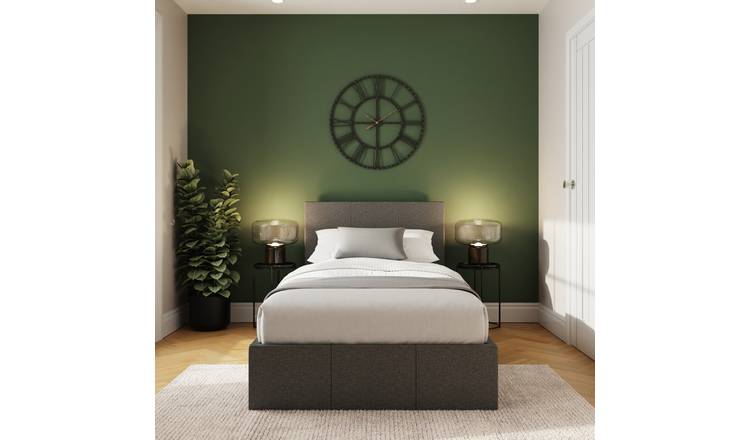GFW End Lift Single Fabric Ottoman Bed with Mattress - Grey