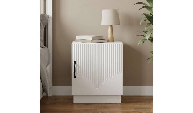Walplus 1 Door Engineered Wood Bedside Table - White - 43 x 34.5 x 47 cm