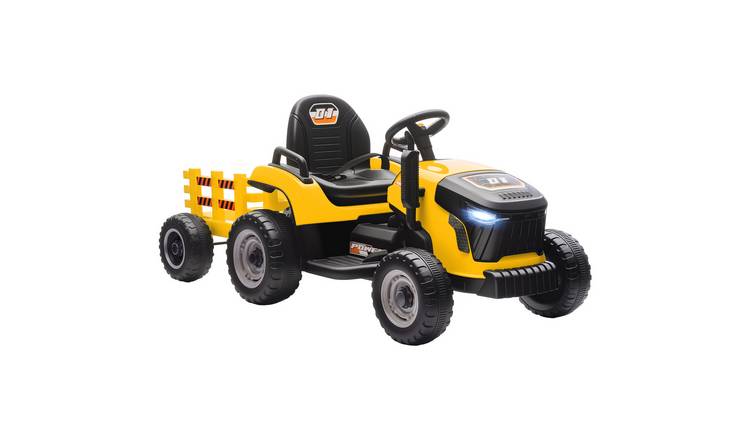 AIYAPLAY 12V 3 to 8 Years Remote Control Ride On Tractor with Trailer – Yellow