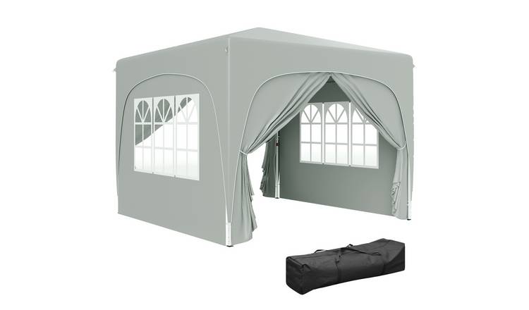 Outsunny Adjustable Pop Up Gazebo with Sides – Light Grey