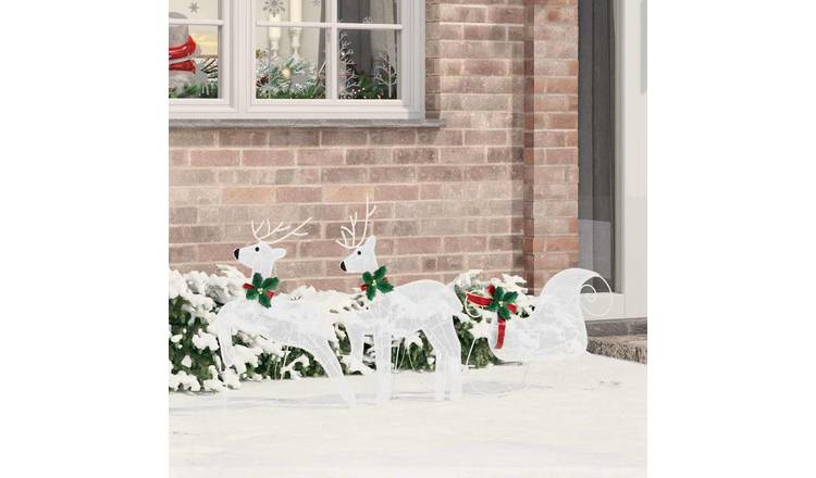 Walplus Pack of 3 LED Fabric Reindeer - White - 43 x 18 x 66 cm