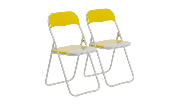 Harbour Housewares Coloured Padded Folding Chairs - Yellow - Pack of 2