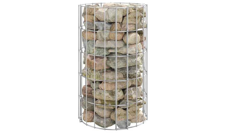 Walplus Galvanised Steel Circular Gabion Pole - Silver - 30 x 50 cm