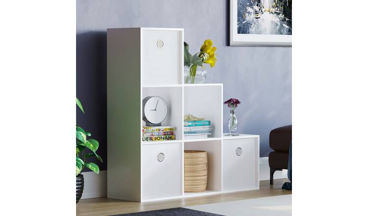 Vida Designs Durham 9 Cube Storage Stair Unit with 3 White Baskets - White