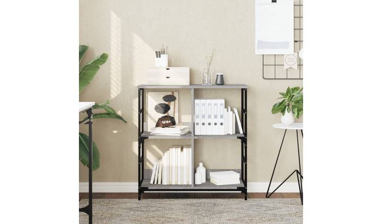 Walplus Engineered Wood Bookshelf - Grey and Oak - 78.5 x 33 x 82 cm