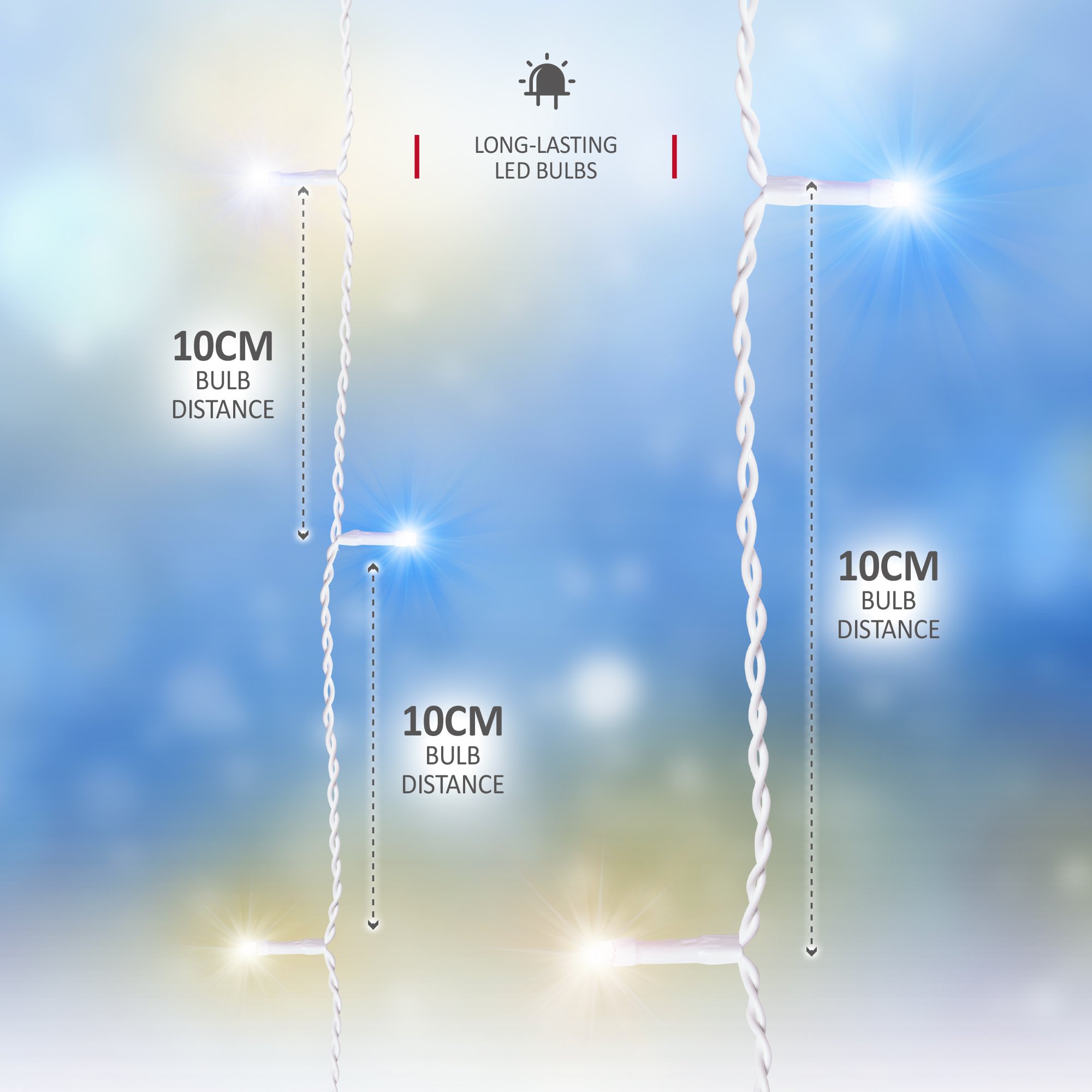 NETTA 10m 360 LED Outdoor Icicle Christmas Lights with Timer - Warm Cool - Image 3