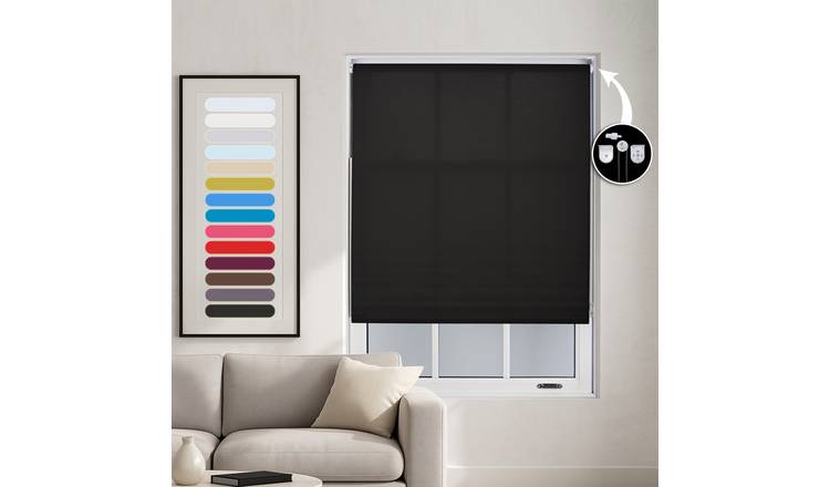 Furnished Black Daylight Roller Blind Metal Fittings - 50 x 165cm