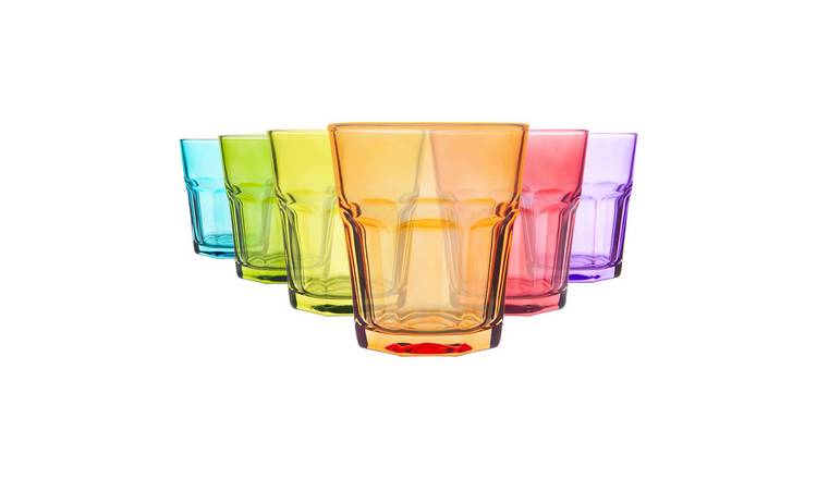 Rink Drink Coloured Water Glasses - 6 Colours - Pack of 6