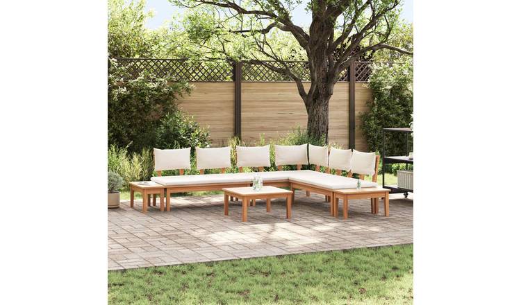 Walplus 4 Piece Garden Sofa Set Open Shelf - Brown and Cream - 60 x 60 x 30 cm
