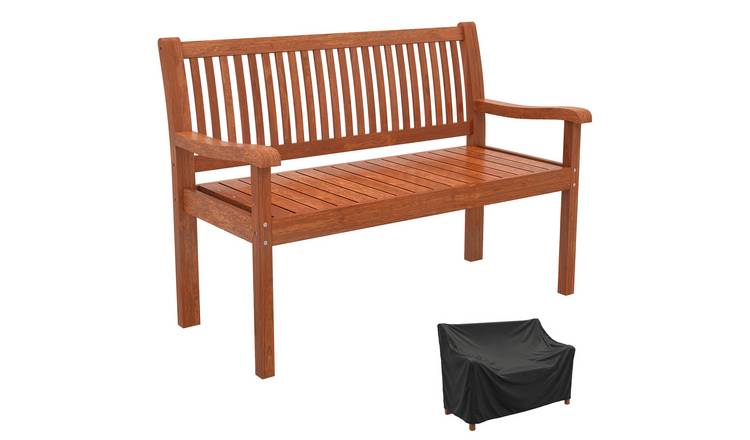 Outsunny 2 Seater Wooden Garden Bench with Waterproof Cover - Brown