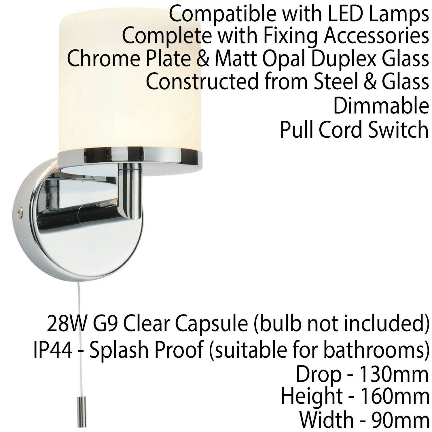 Loops Direct Steel and Glass Wall Light - Chrome and Diffused Glass - Image 2