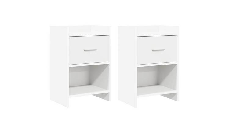 Walplus Pack of 2 Wood Bedside Table 1 Shelf - White - 40 x 30 x 60 cm