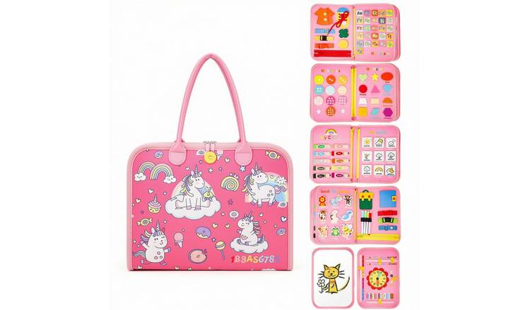 deAO Busy Board 10 Page Book Travel Toy - Pink