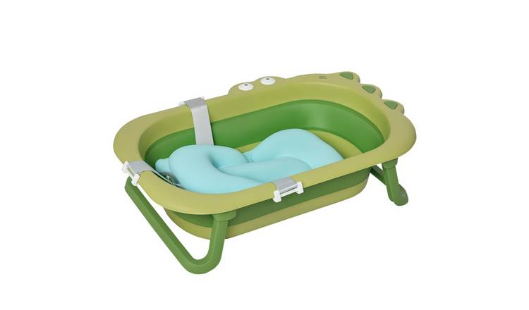 HOMCOM 0 to 3 Years Foldable Non-Slip Cushion Baby Bath Tub – Green