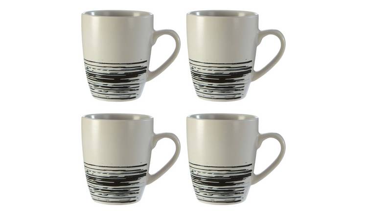 Orsina Middag Monochrome Mug Set of 4 – Black and White