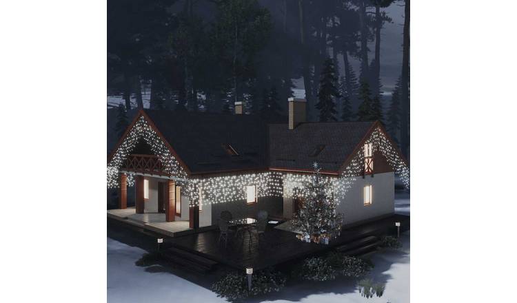 Walplus LED Curtain Icicle Lights 400 LED Cold 8 Function - White - 10m
