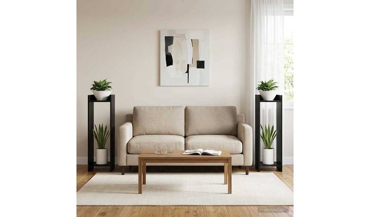 Walplus Pack of 2 Engineered Wood Plant Stand - Black Oak - 30 x 30 x 100 cm