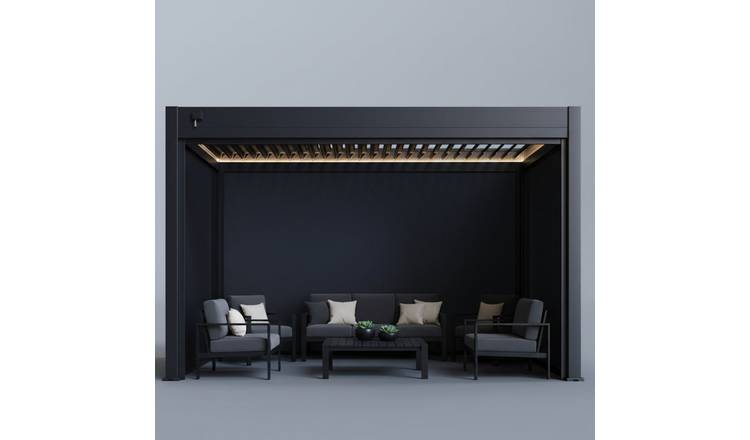 Furniture Maxi Berlin Aluminium 3m x 4m Pergola with 2  Side Blinds - Grey