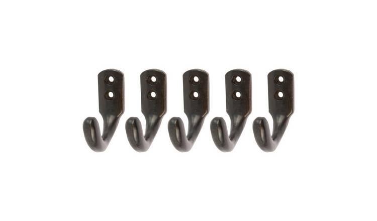 Hammer & Tongs Single Coat Hook - Black - Pack of 5