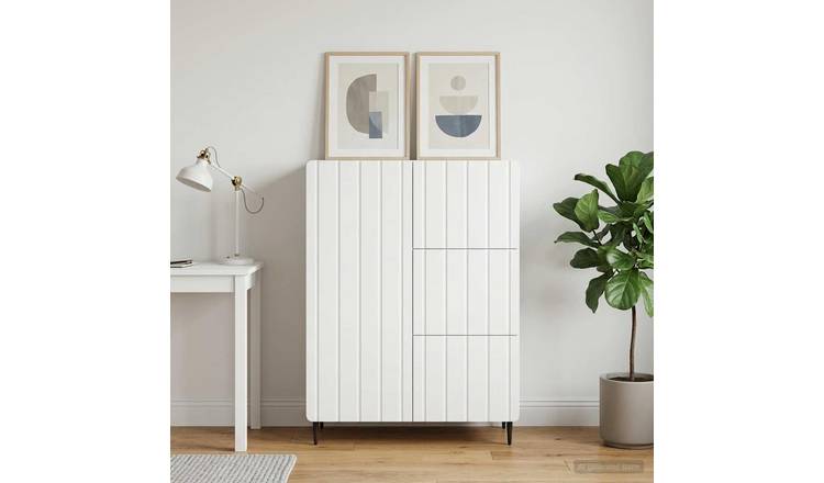 Walplus 3 Drawer Rectangular Sideboard - White - 66 x 34.5 x 91.5 cm