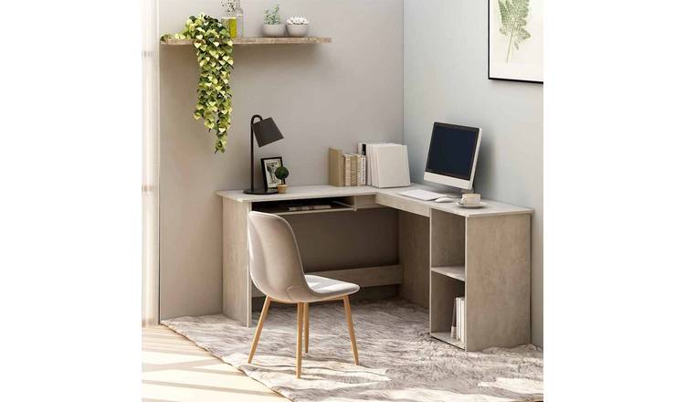 Walplus Engineered Wood Corner Desk - Granite Grey - 120 x 140 x 75 cm