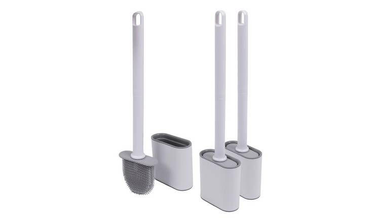 Harbour Housewares Wall-Mounted Toilet Brushes and Holders Set White - Set of 3