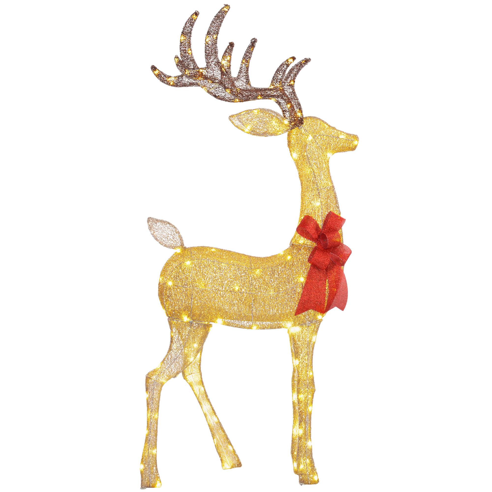 Outsunny Lighted Reindeer Christmas Decoration 137 LED Lights Gold - Tone - Image 2